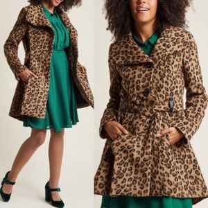 Steve Madden Leopard Faux Fur Pea Coat